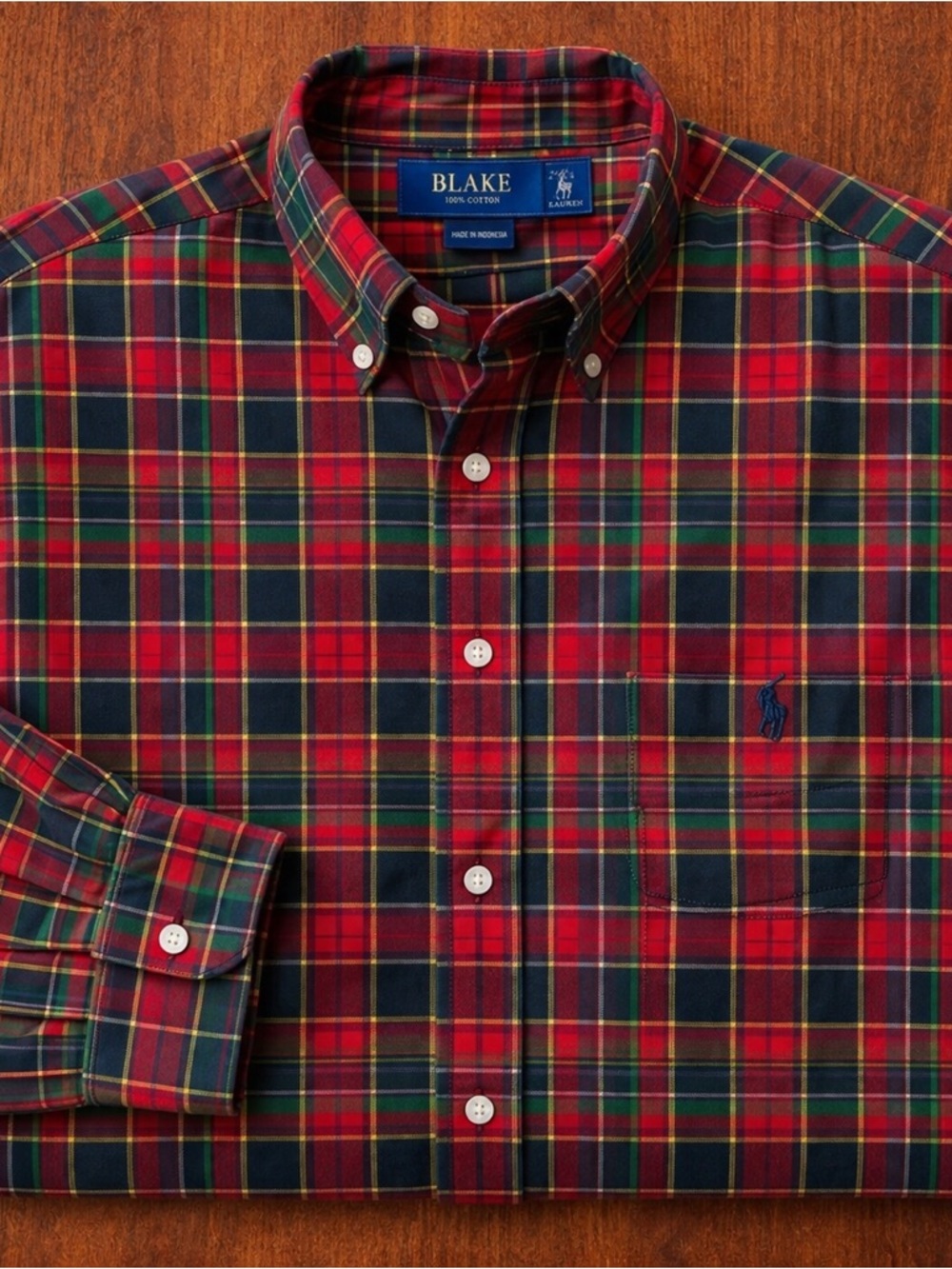 Polo Ralph Lauren Plaid Shirt Button Down Blake Fit Red Green Tartan Men’s L